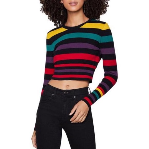 BCBGeneration Cropped Multi-Striped sweater, XS - Picture 1 of 7